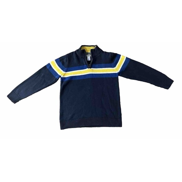 Boy’s Oshkosh B'gosh 1/4 Zip Pullover Knit Sweater  Blue Yellow Size 10 - Picture 1 of 4